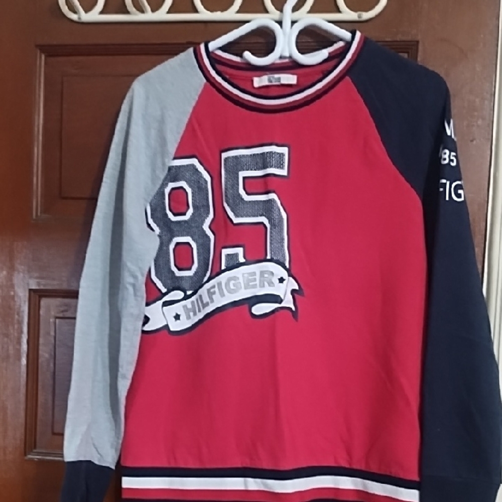 Tommy Hilfiger Red, Gray, and Navy Crewneck Sweater